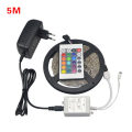 5 M ou 10 M 2835 SMD RGB CONDUZIU a Fita de Cadeia de luz de Fita de Fita de Decoração Decorativa 24Keys Controlador Remoto e 12V 3A Power Adapter Kit